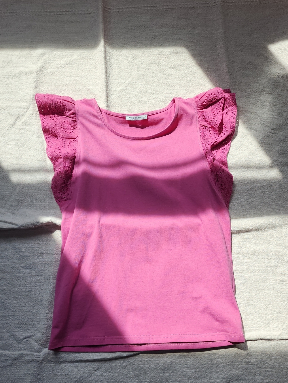 Womens Pink Flutter Sleeve Top - Unbranded